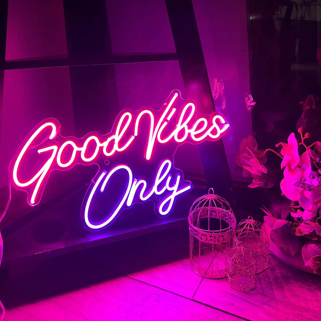 Good Vibes Only Neon Sign | Vibrant Neon Art - Illuminate Your Space - from manhattonneons.com.