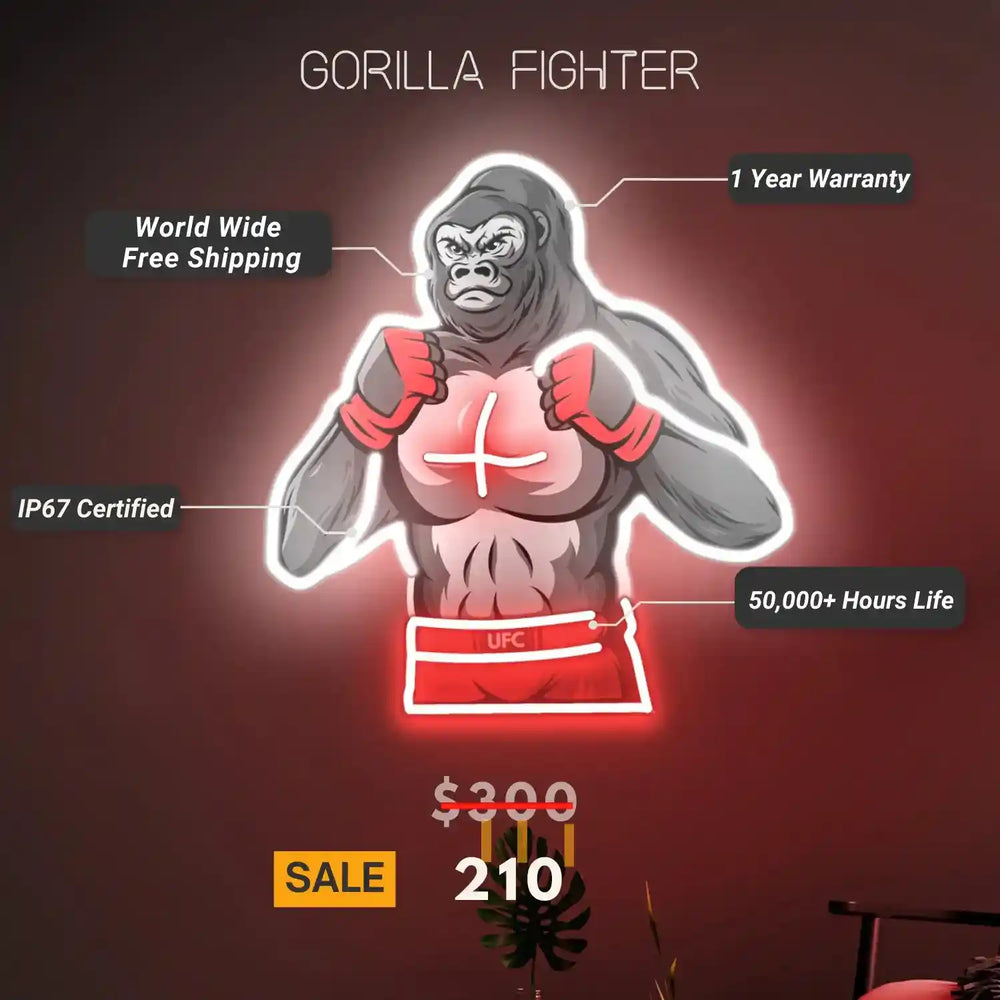 Gorilla Fighter UV Light | A Battle for Brightness Begins - from manhattonneons.com.