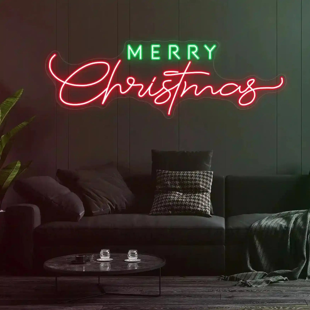 Green and Red Merry Christmas Neon Sign | Christmas Glow ManhattanNeons