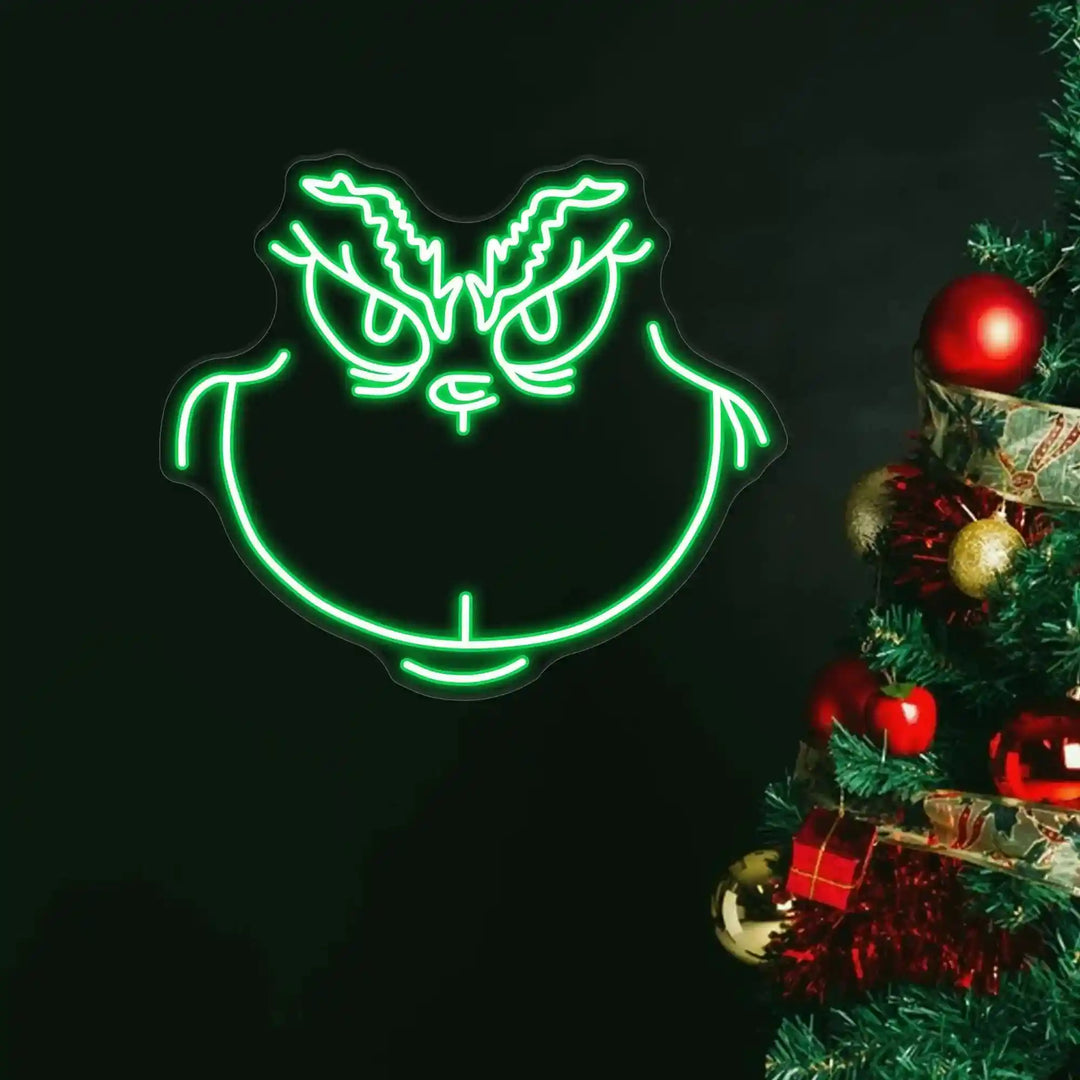 Grinchy Smile Christmas Neon Sign - Vibrant Holiday Glow - Cheerful Festive Decor - from manhattonneons.com.