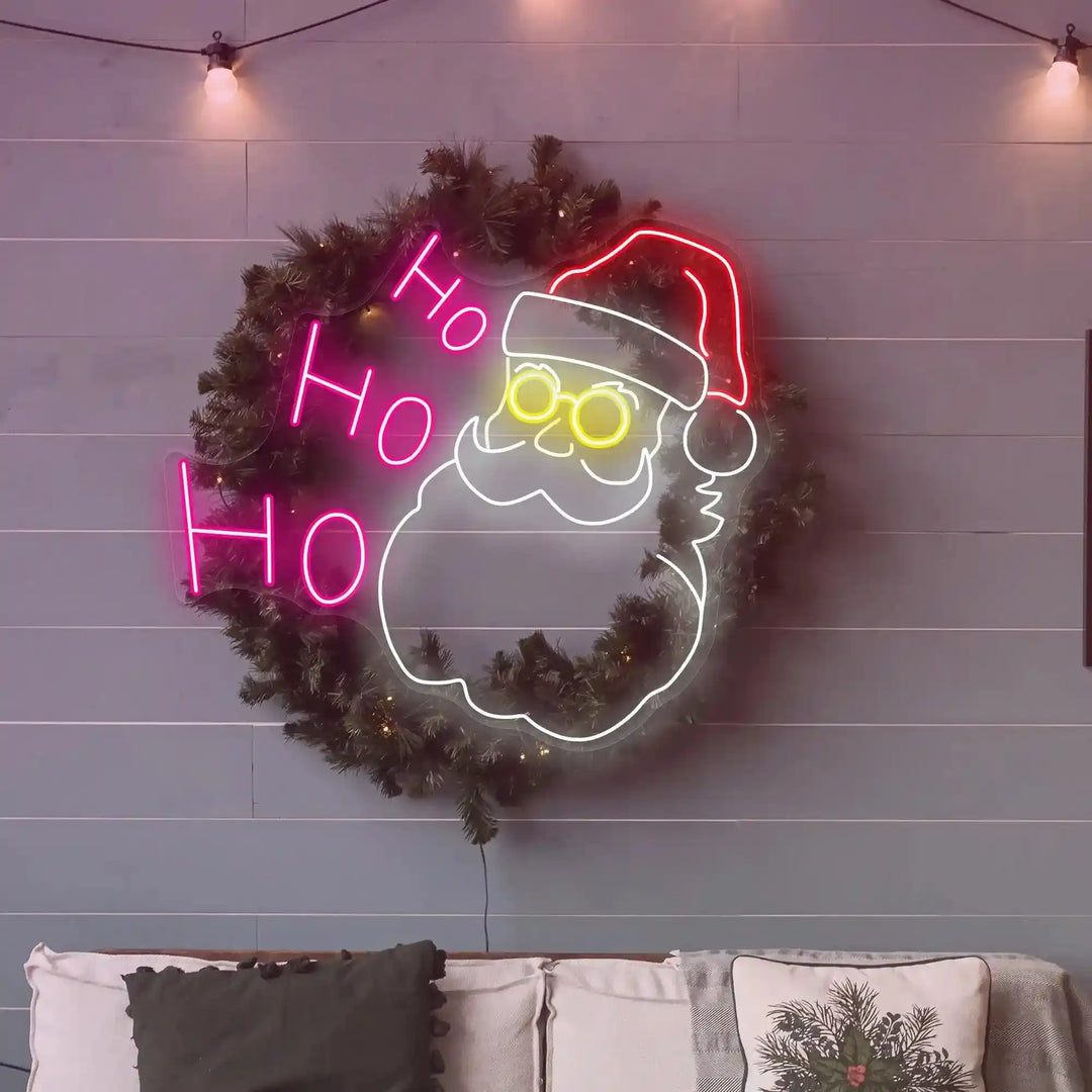HO HO HO Cool Santa Neon Glow - Festive Holiday Cheer - from manhattonneons.com.