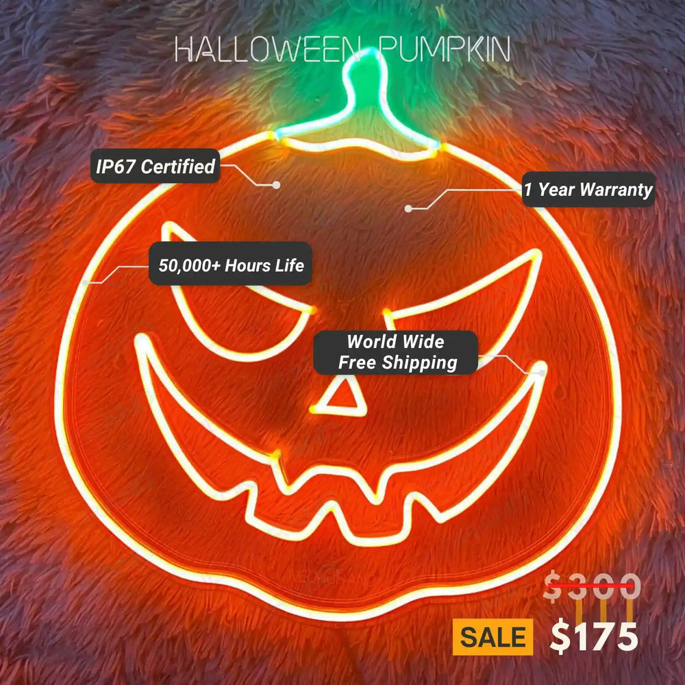 Halloween Pumpkin Neon Sign | Glowing Spookiness - from manhattonneons.com.