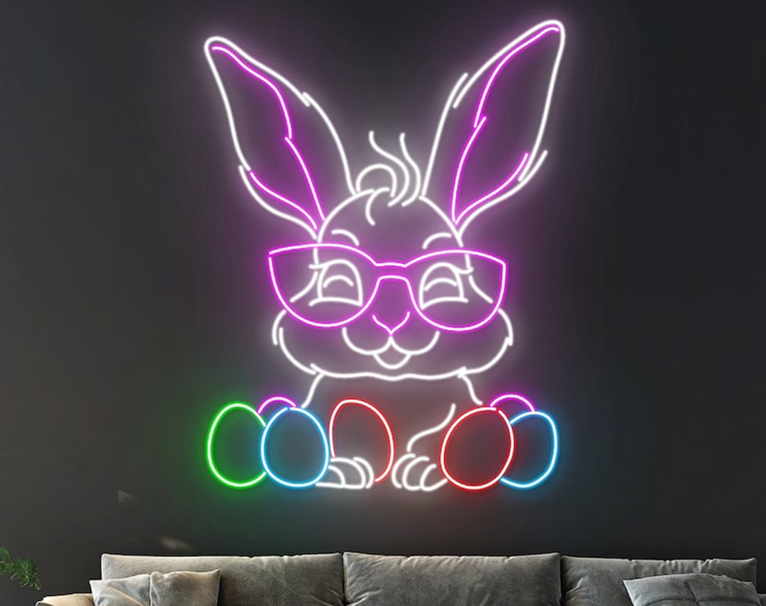 Rabbit Egg Easter Neon Sign by manhattanneons.com – A cute neon bunny with an Easter egg.