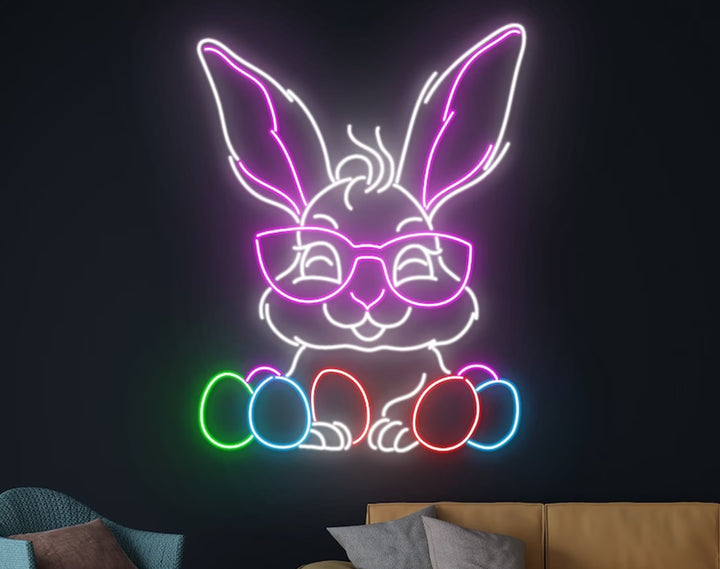 Rabbit Egg Easter Neon Sign by manhattanneons.com – A cute neon bunny with an Easter egg.