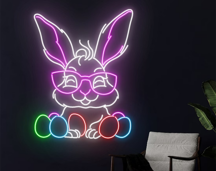 Rabbit Egg Easter Neon Sign by manhattanneons.com – A cute neon bunny with an Easter egg.