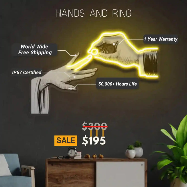 Hands and Ring UV Light | Neon Artistry & Installation Set - from manhattonneons.com.