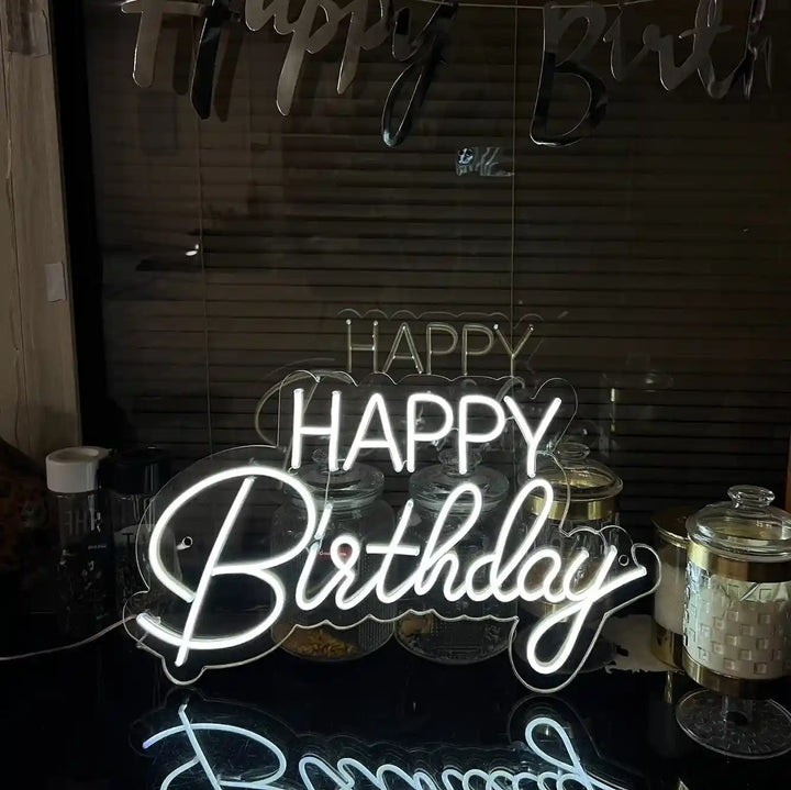 Happy Birthday Trendy Neon Sign | Radiant Celebration Illumination - from manhattonneons.com.