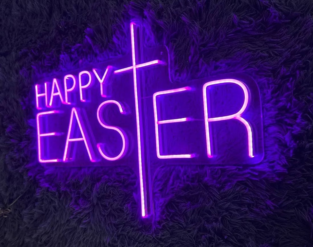 Happy Easter Neon Sign, Holiday Decor by manhattanneons.com – A festive Easter neon decoration.