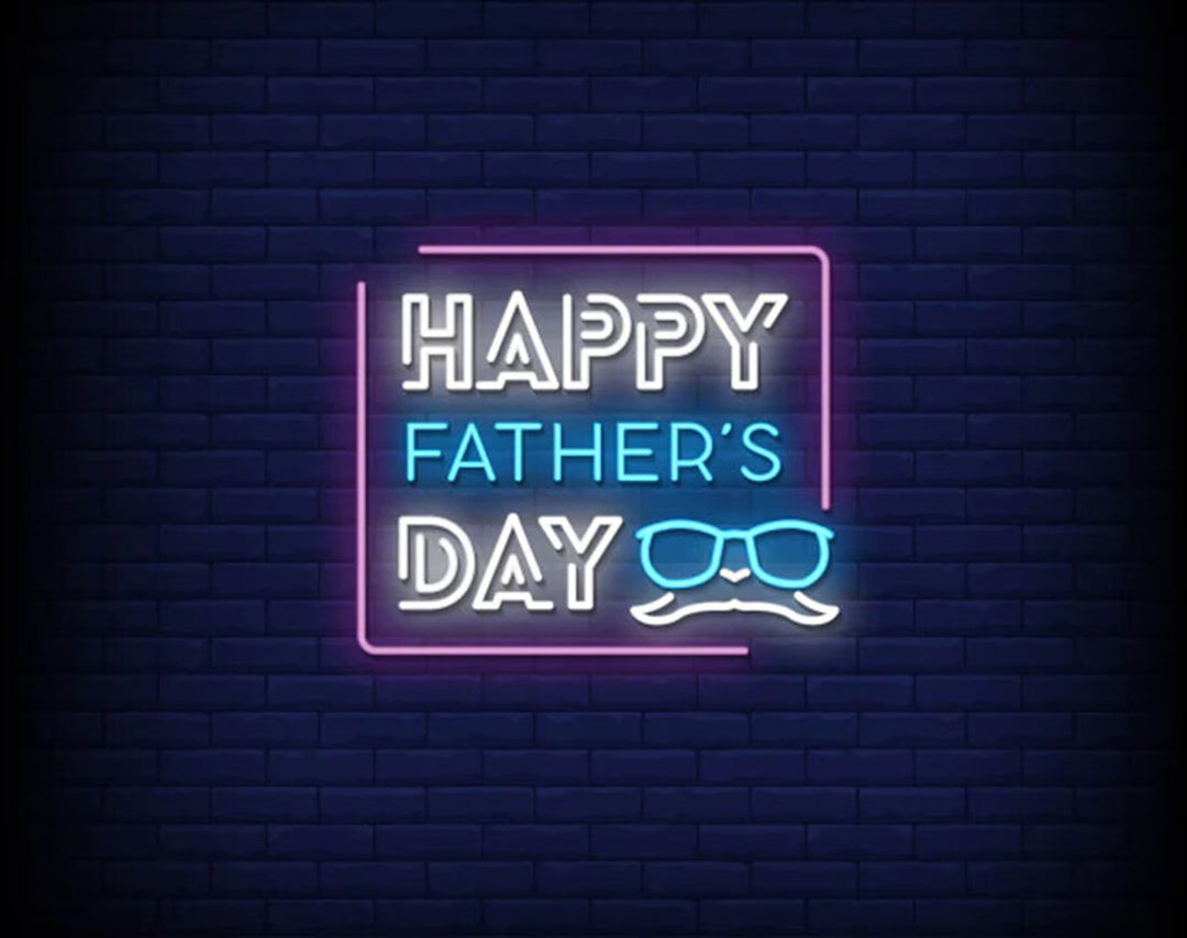 Happy Father's Day in Border Frame Neon Sign by manhattanneons.com - A framed LED Neon Sign for Father's Day.