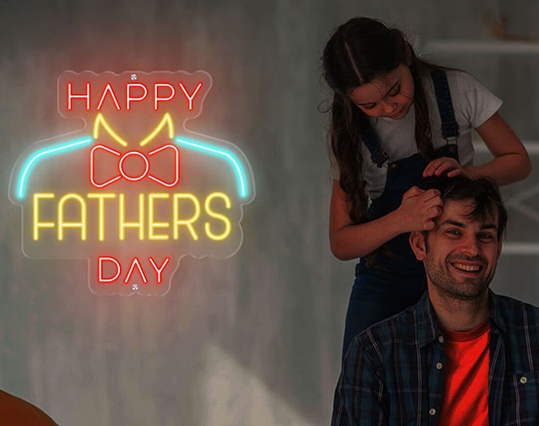 Happy Father's Day with Tie Neon Sign by manhattanneons.com - A stylish LED Neon Sign for Father's Day.