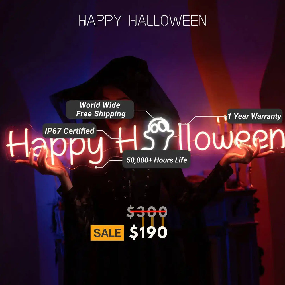 Happy Halloween Neon Sign - Spooky Decorations - from manhattonneons.com.