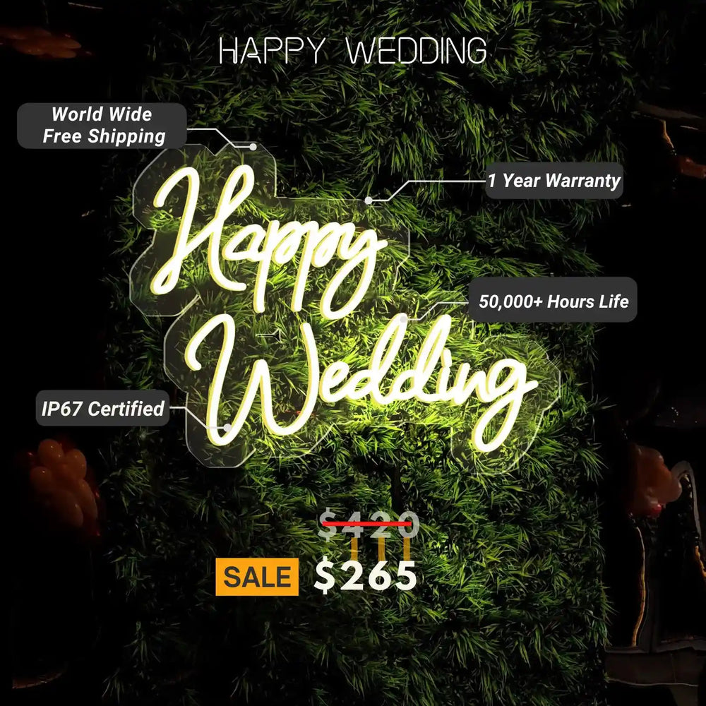 Happy Wedding Neon Sign | Eternal Bliss - from manhattonneons.com.