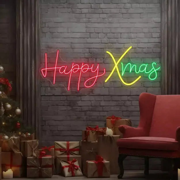 Happy XMAS Neon Sign | Festive Christmas Glow ManhattanNeons