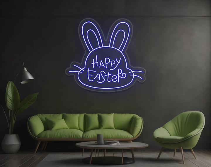 Happy Easter Cute Bunny Face Neon Sign by manhattanneons.com – A sweet and glowing bunny for Easter décor.