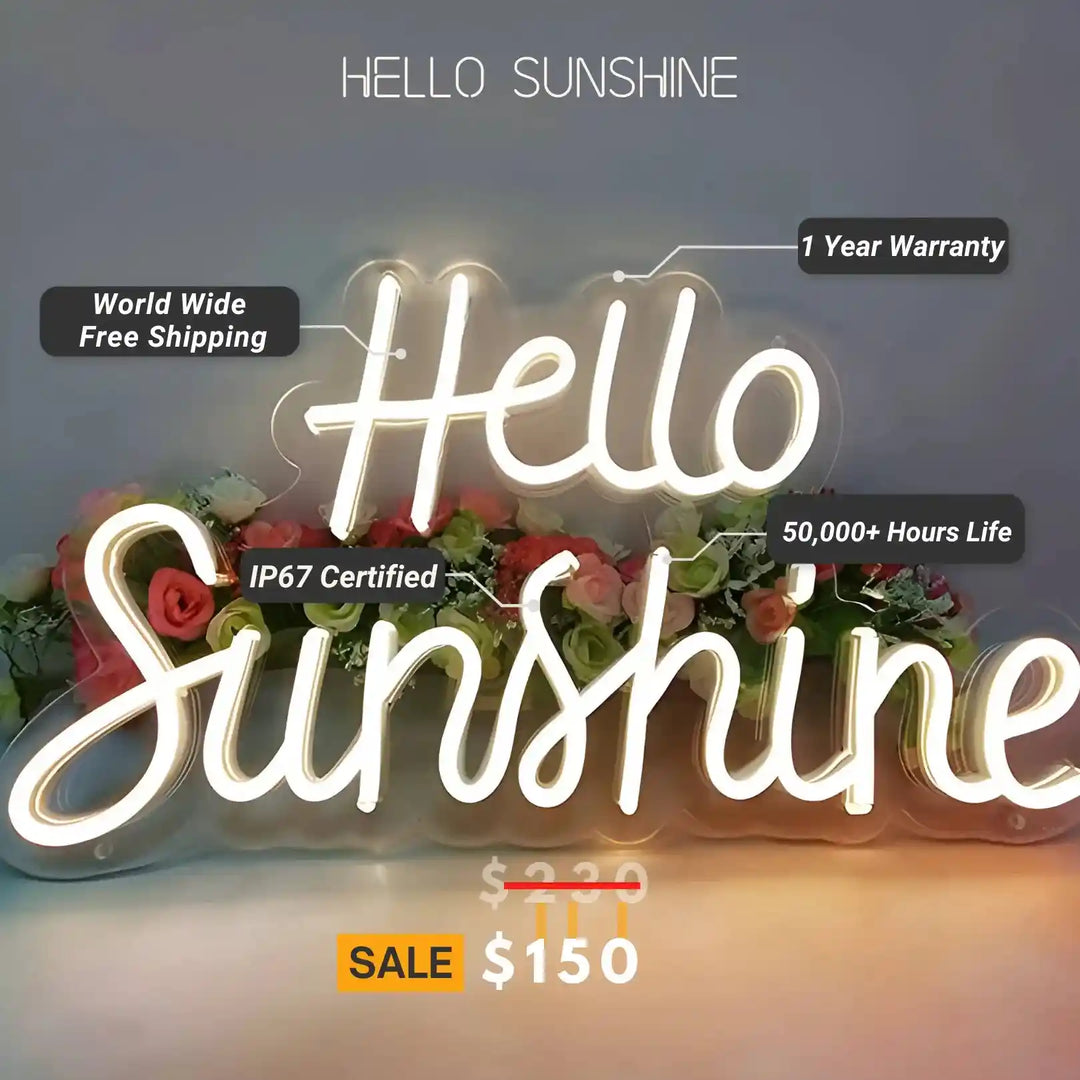 Hello Sunshine Neon Sign - Embrace the Golden Rays - from manhattonneons.com.