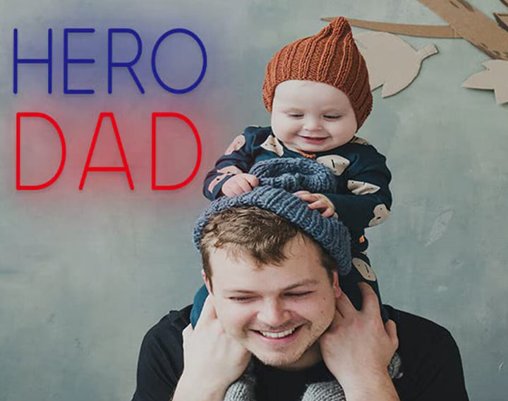 Hero Dad Neon Sign by manhattanneons.com - Honor your hero dad with this glowing LED Neon Sign.