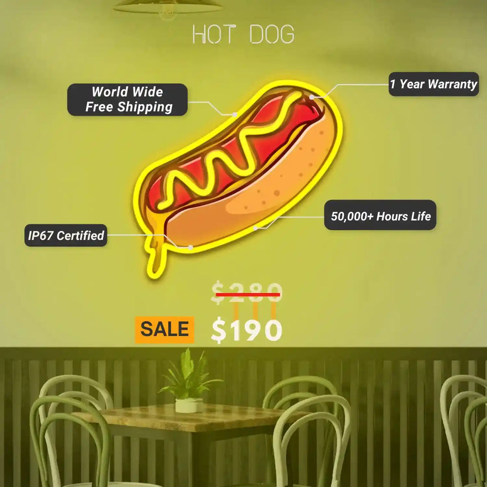 Hot Dog UV Light Neon Artwork | Illuminate Your Space - from manhattonneons.com.