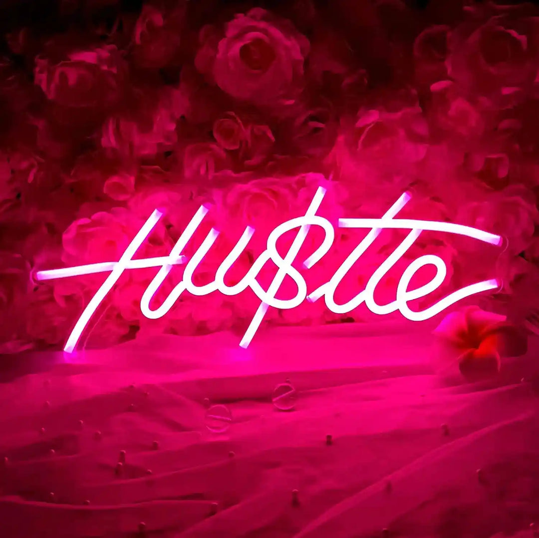Hustle Neon Sign | Ignite Your Ambition with Radiant Energy - from manhattonneons.com.