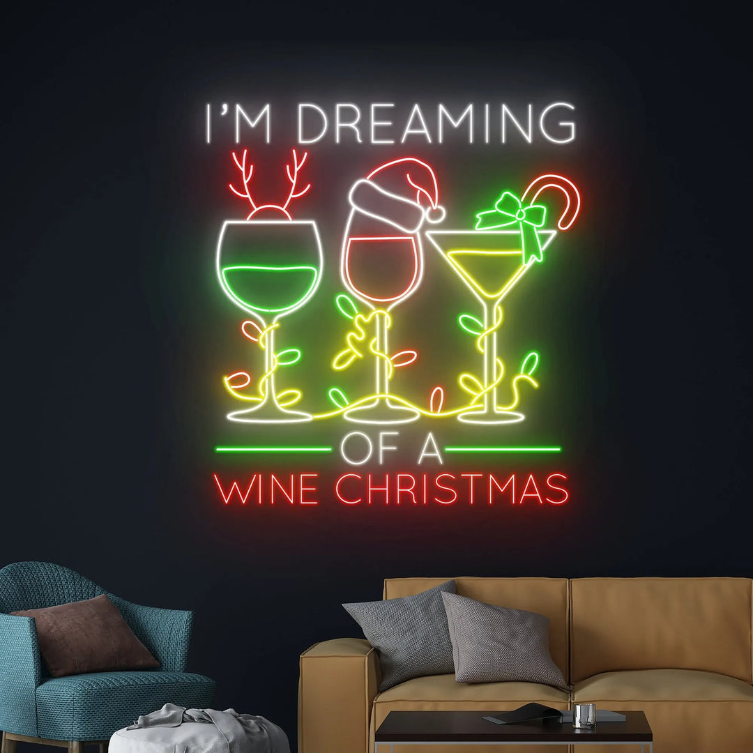 I'm Dreaming of a Wine Christmas Neon Sign by manhattanneons.com - Bring festive cheer with this wine-themed neon sign.