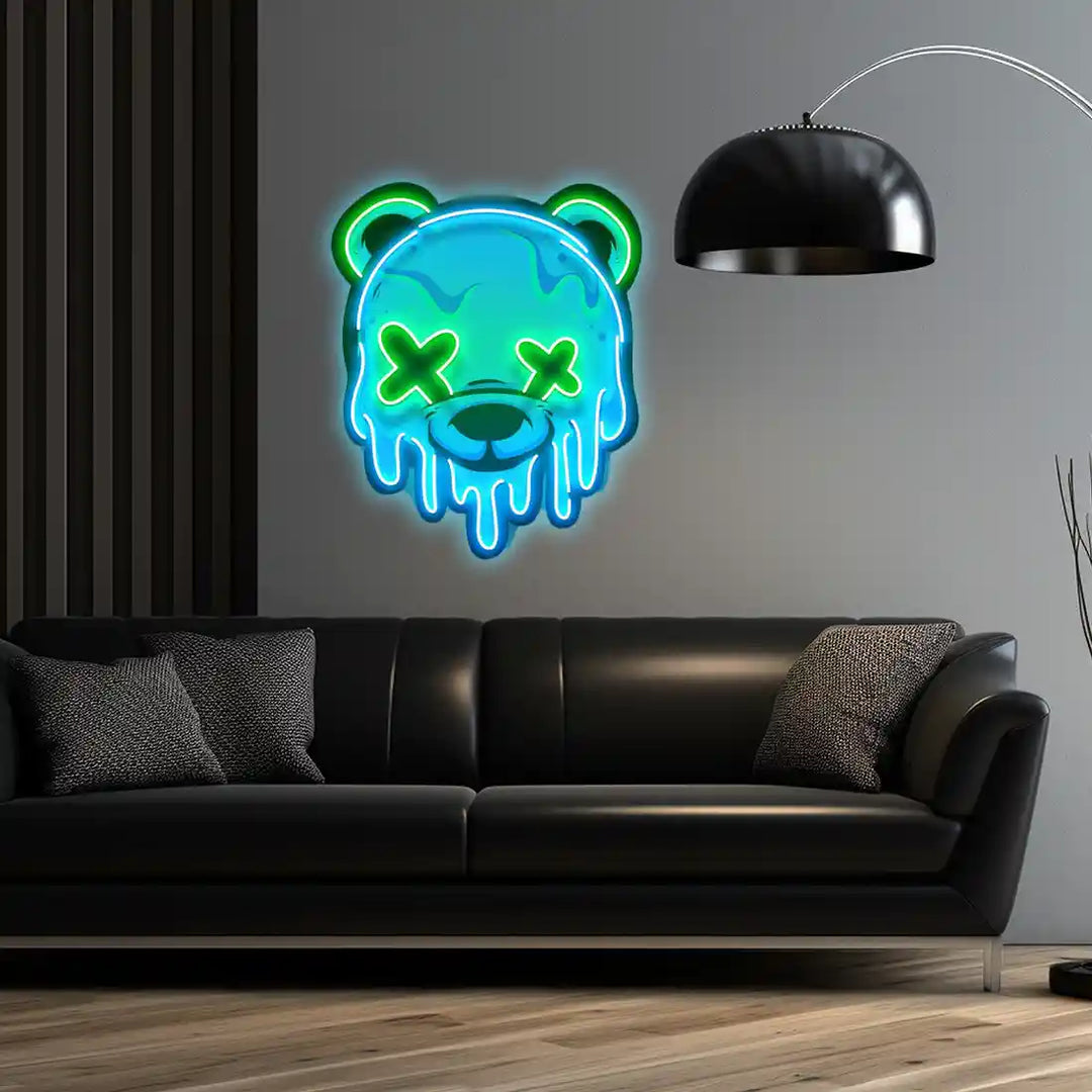 Ice Head Bear UV Art Led Neon Sign Acrylic Artwork