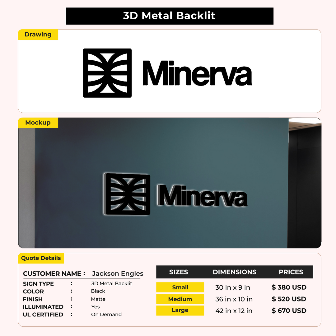 3D Metal Backlit Sign for Jackson Engles