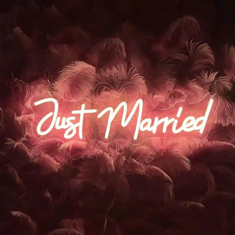 Just Married Neon Sign - Elegant Neon Art for Your Special Day - from manhattonneons.com.