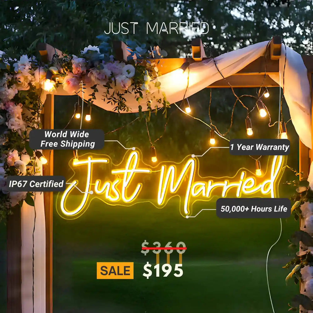 Just Married Neon Sign | Celebrate Your New Beginnings in Style - from manhattonneons.com.