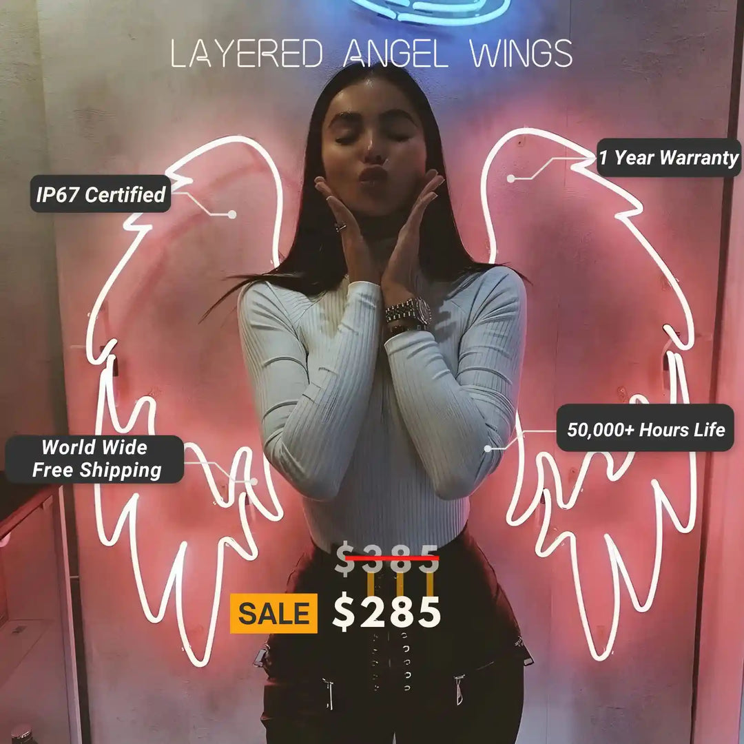 Layered Angel Wings Neon Sign | Embrace the Divine Glow - from manhattonneons.com.