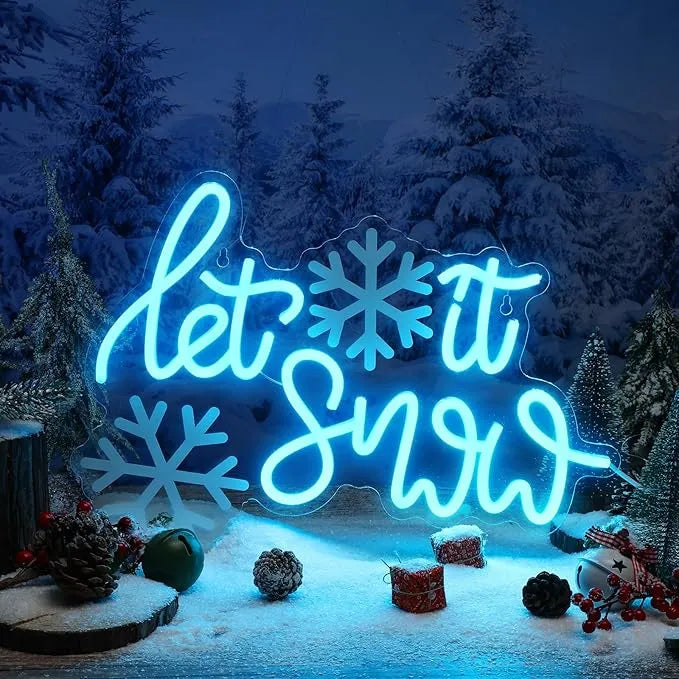 Let It Snow Merry Christmas Neon Sign by manhattanneons.com - Bring a winter wonderland to your space with this "Let It Snow" neon sign.