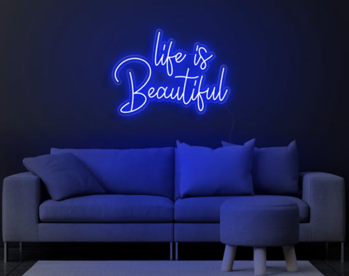 Life is Beautiful Valentine's Day Neon Sign by manhattanneons.com – Illuminate your space with positivity and love.