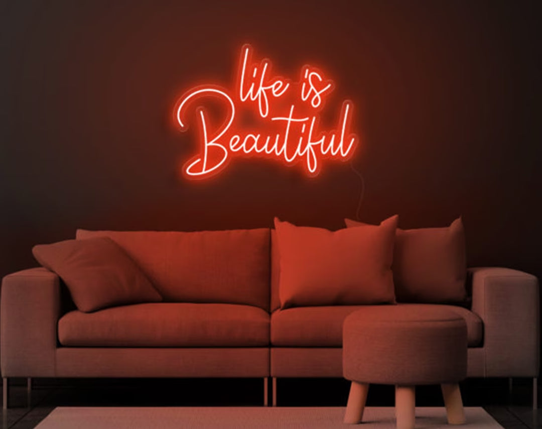 Life is Beautiful Valentine's Day Neon Sign