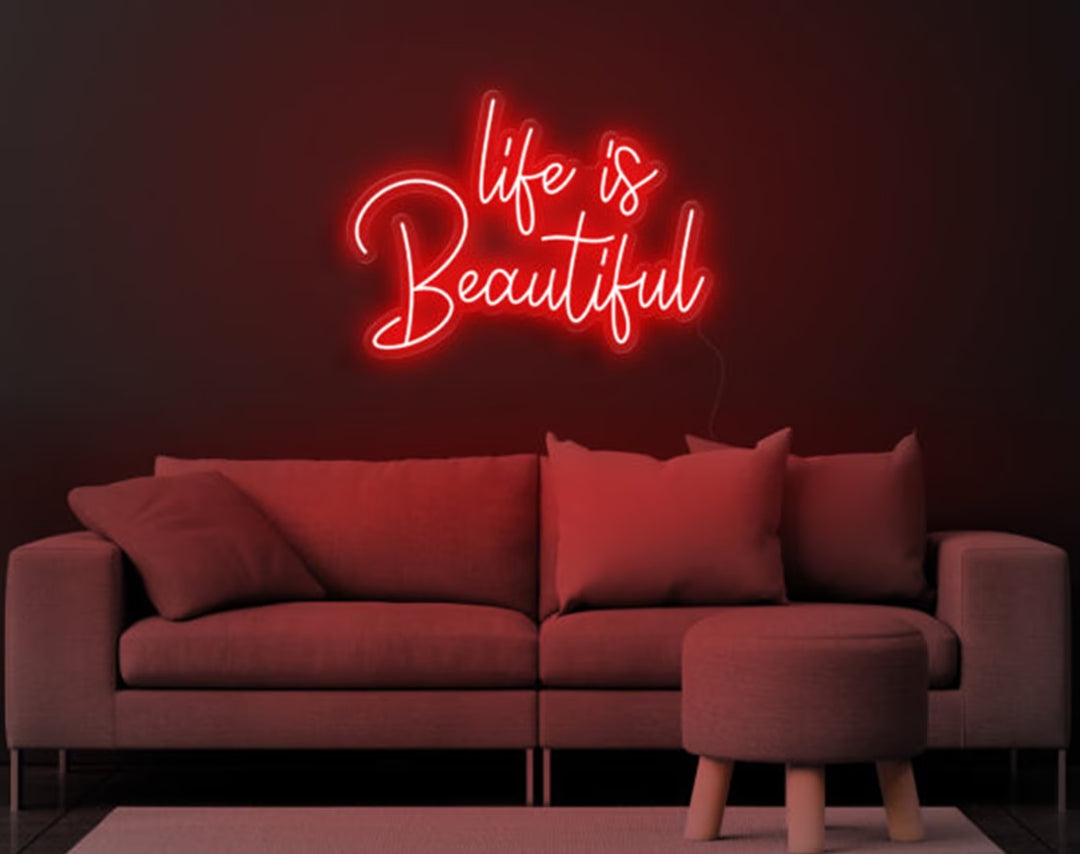 Life is Beautiful Valentine's Day Neon Sign