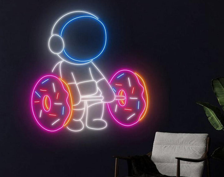 Lifting Donut LED Neon Sign by manhattanneons.com - Sweet strength glowing in neon.
