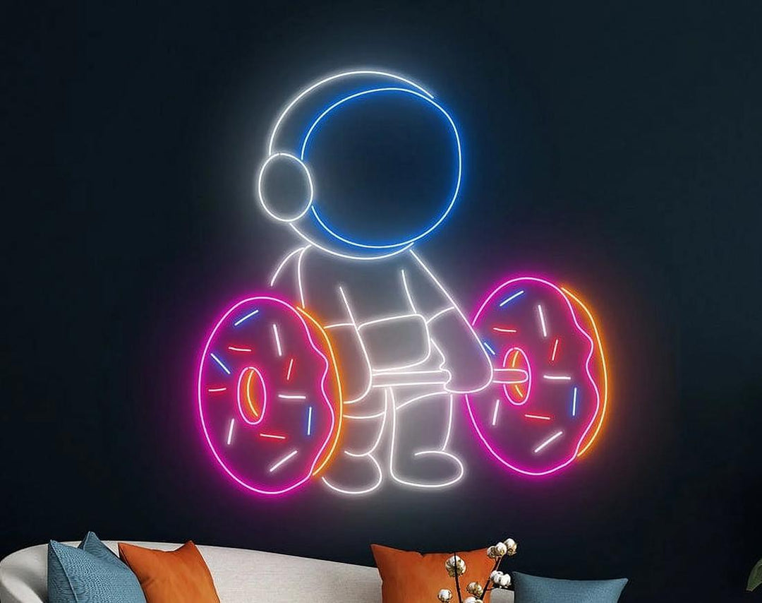 Lifting Donut LED Neon Sign by manhattanneons.com - Sweet strength glowing in neon.