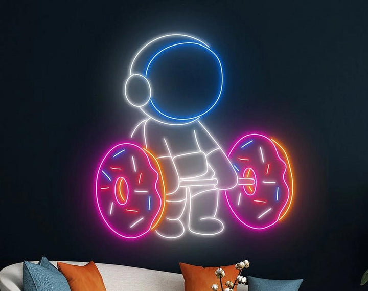 Lifting Donut LED Neon Sign by manhattanneons.com - Sweet strength glowing in neon.