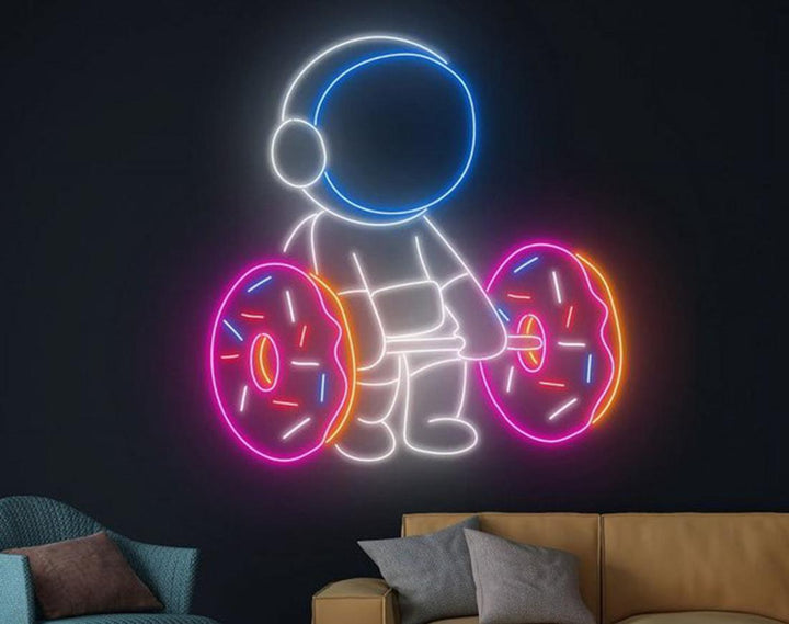 Lifting Donut LED Neon Sign by manhattanneons.com - Sweet strength glowing in neon.
