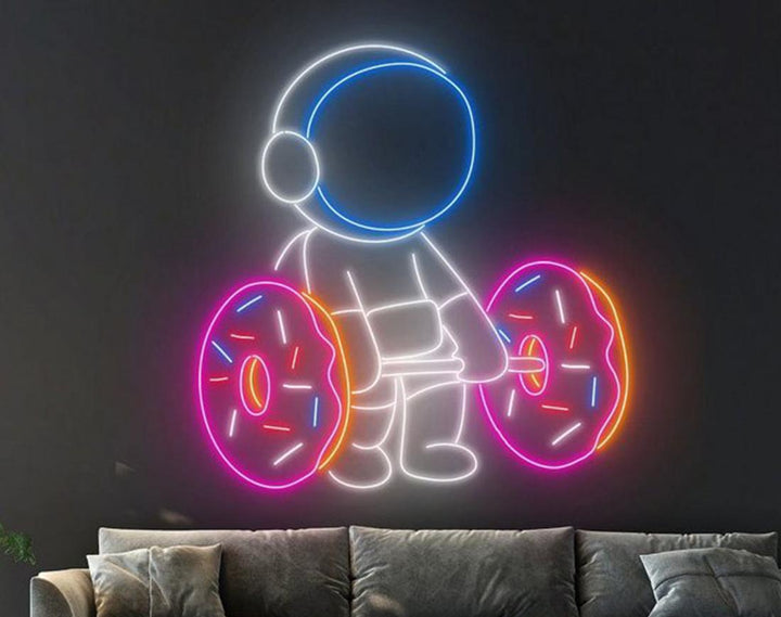 Lifting Donut LED Neon Sign by manhattanneons.com - Sweet strength glowing in neon.