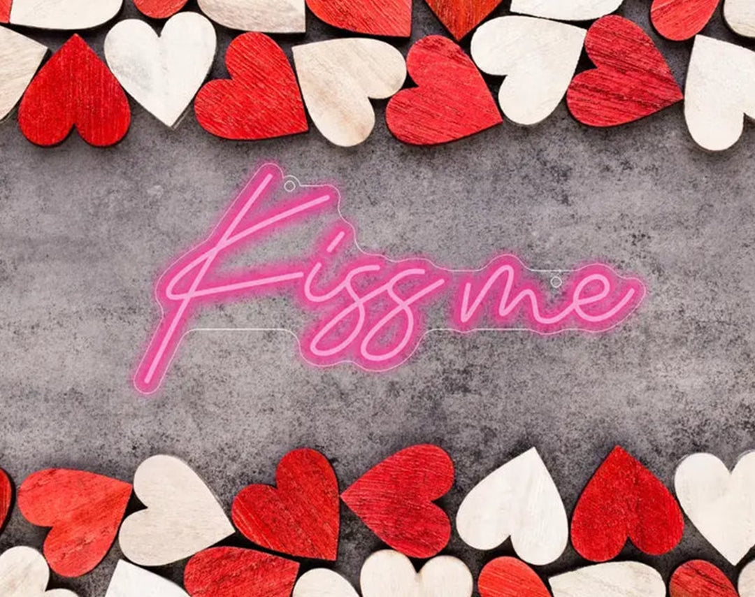 Luminous Romance kiss me Valentine's Day Neon Sign by manhattanneons.com - Set the mood with a romantic glow.