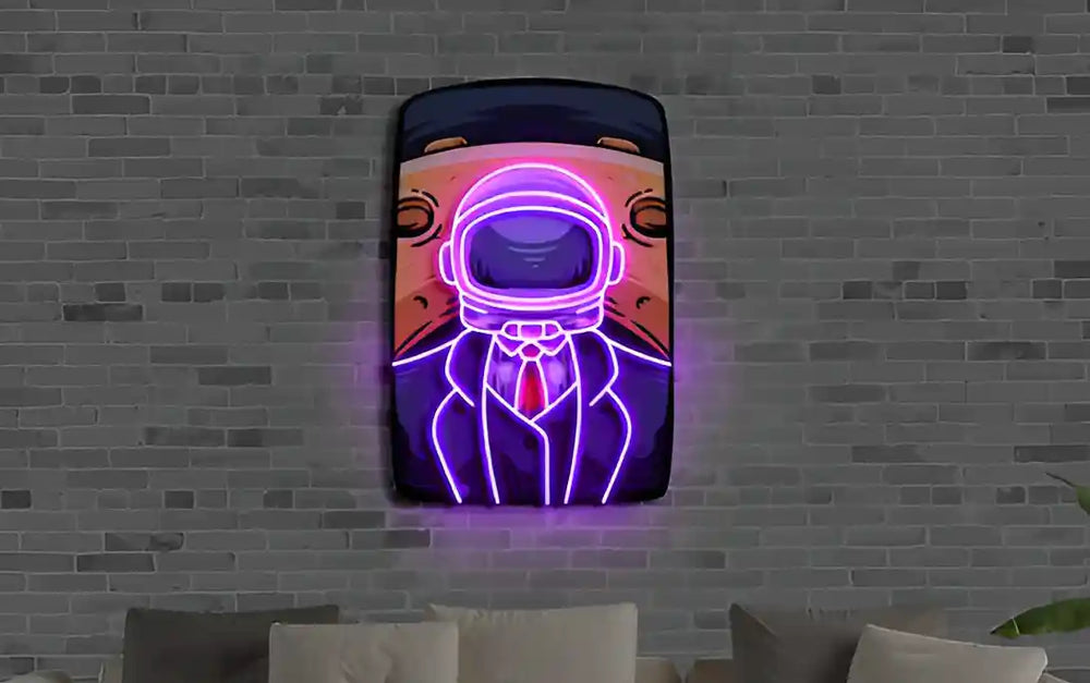 "Man on The Moon" Neon Artwork - Celestial Glow - Unique Design - from manhattonneons.com.