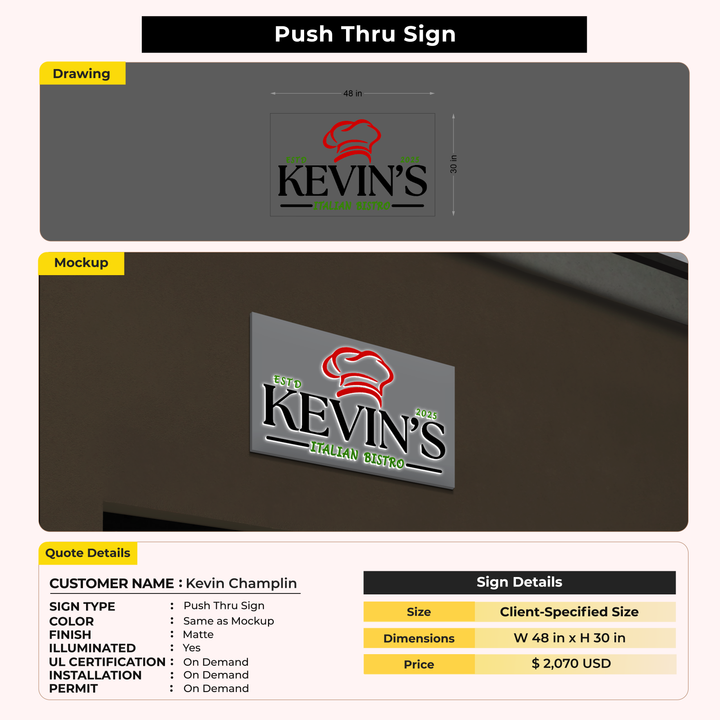 Custom Signs For Kevin Champlin