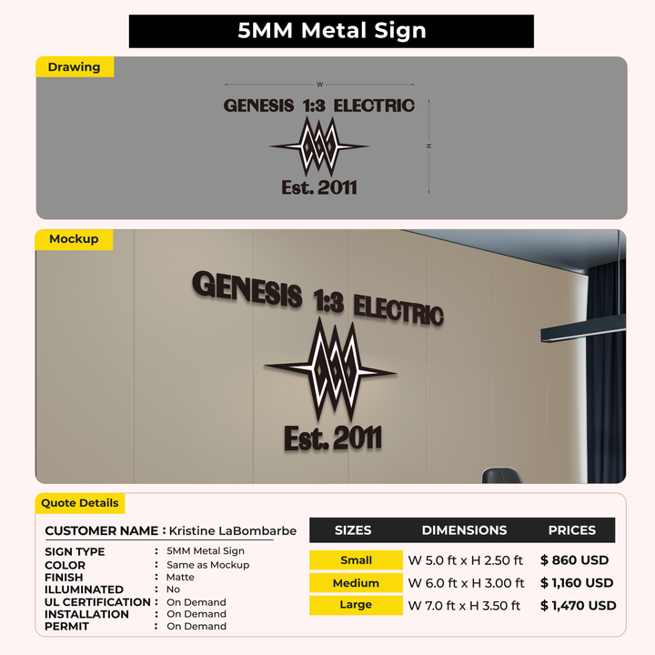 Custom Signs for Kristine LaBombarbe