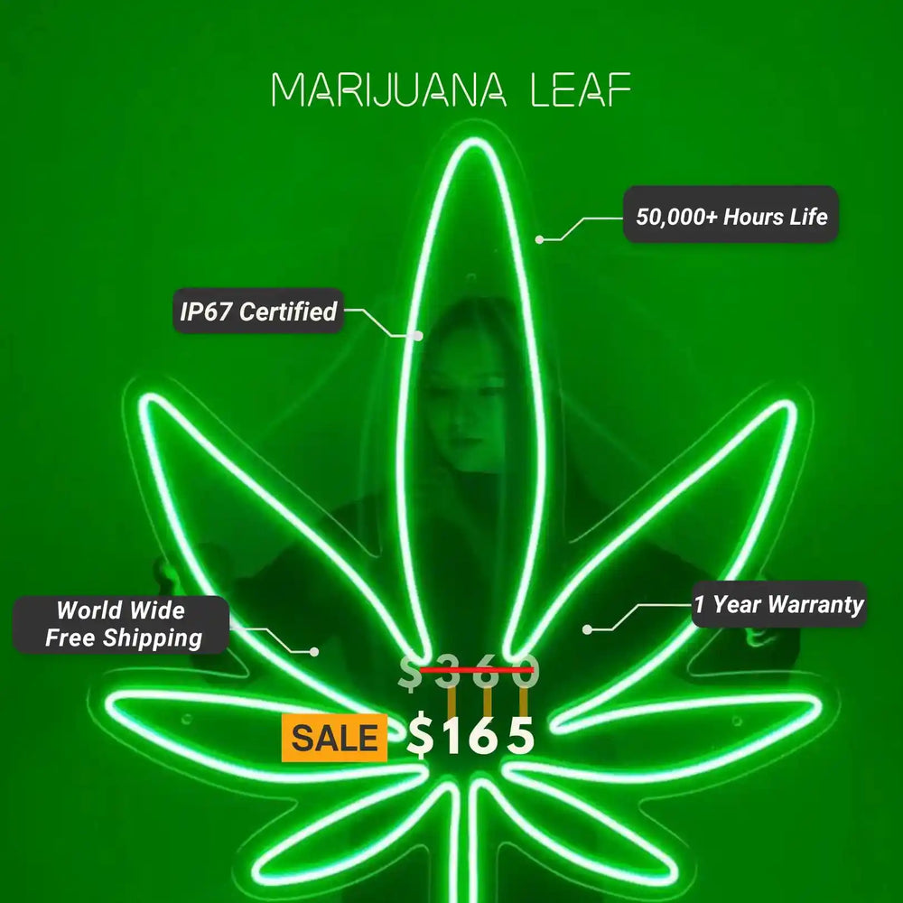 Marijuana Leaf Neon Sign | Illuminating Cannabis Culture - Vibrant Neon Art - from manhattonneons.com.