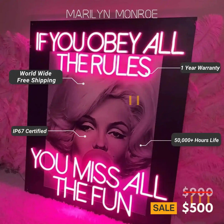 Marilyn Monroe UV Printed Neon Artwork | Illuminate Your Space with Iconic Elegance - from manhattonneons.com.