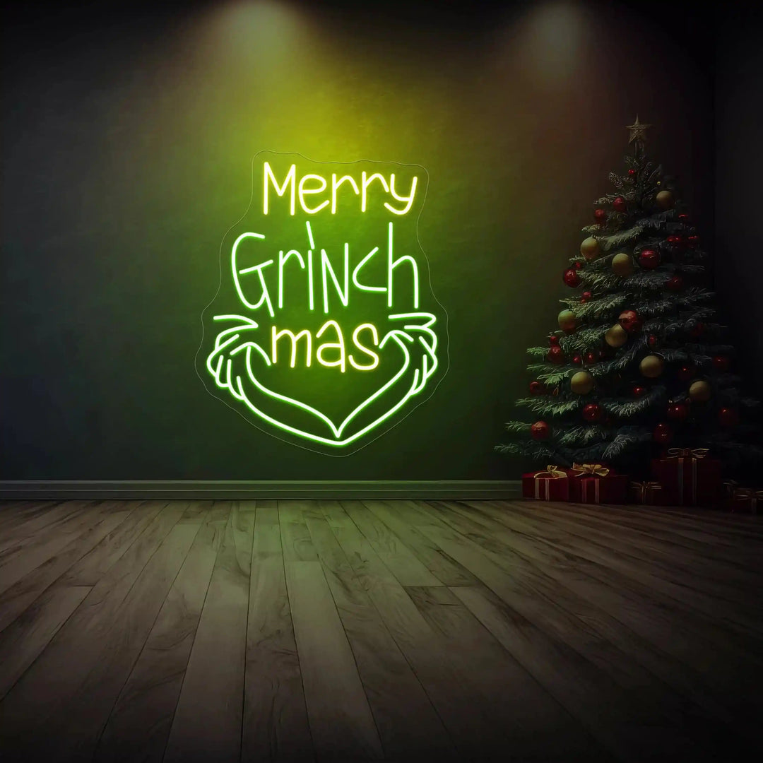 Merry Grinchmas Neon Sign - Festive Holiday Decoration - Unique Christmas Accent - from manhattonneons.com.