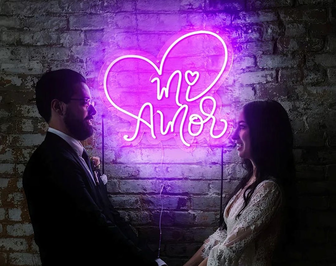 Mi Amor With a Heart Valentine's Day Neon Sign by manhattanneons.com - A glowing declaration of love.