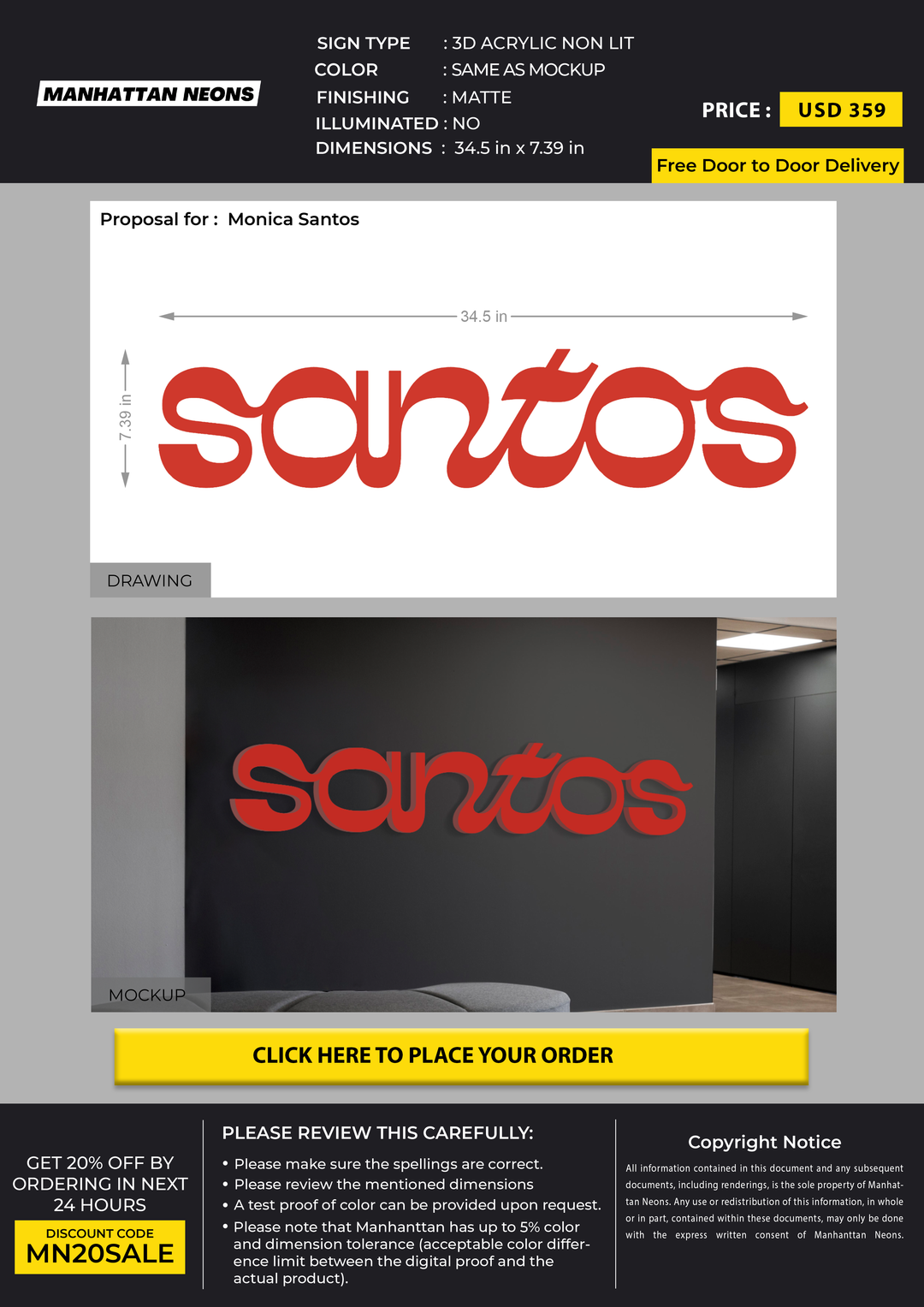 Business signage for Monica Santos