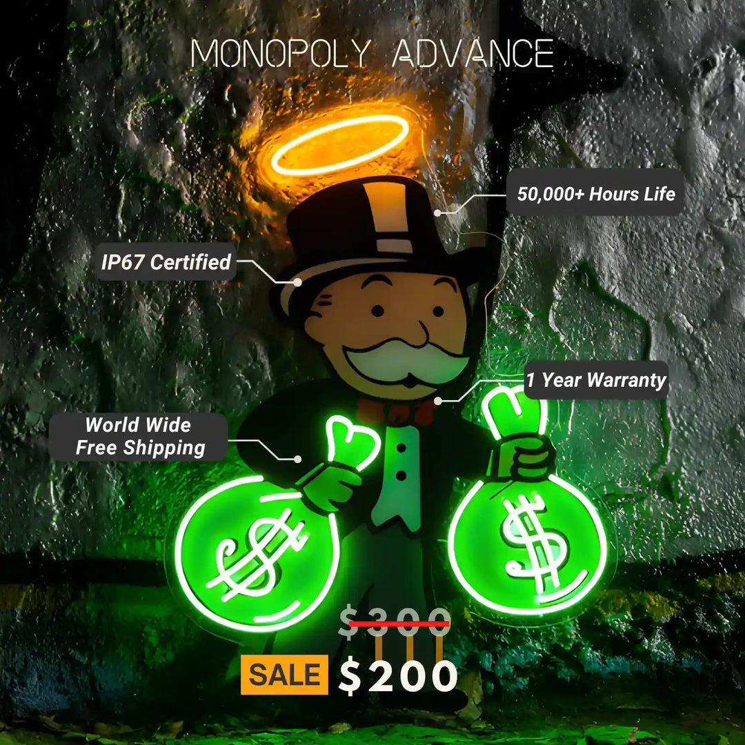 MONOPOLY ADVANCE TO GO UV ART LED NEON SIGN - from manhattanneons.com