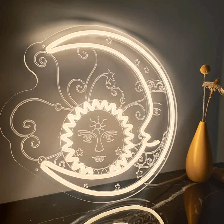 Moon-Face Trendy Neon Sign - ManhattanNeons, lighting up your space with celestial charm.