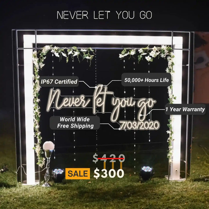 Never Let You Go Neon Sign - Illuminated Love, Glowing Affection, Radiant Romance from manhattonneons.com.