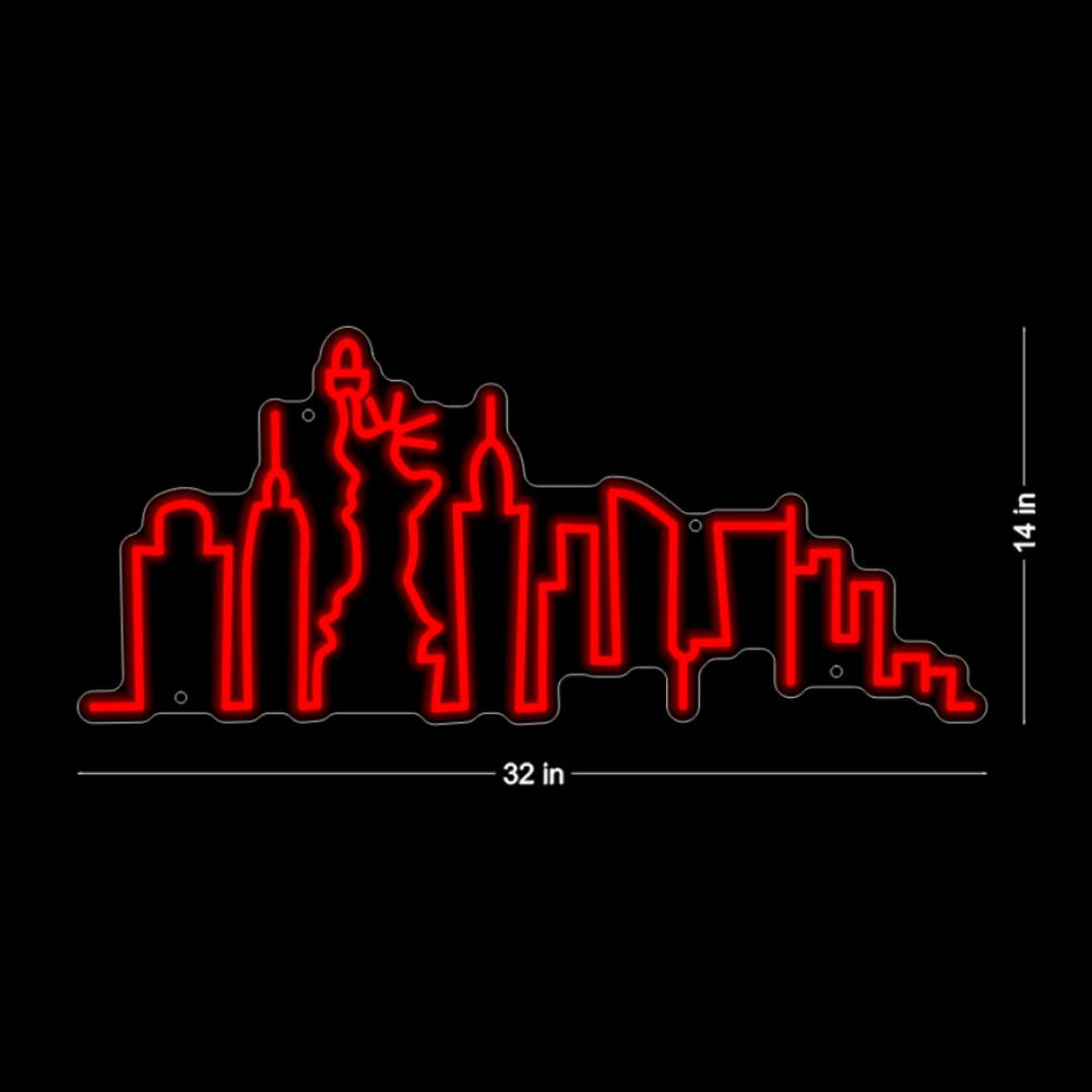 "New York City Skyline" UV Printed Neon Artwork ManhattanNeons